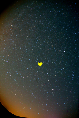 Quadrantiden-Radiant mit Meteor