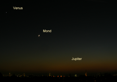 
Venus,  Mond  und Jupiter