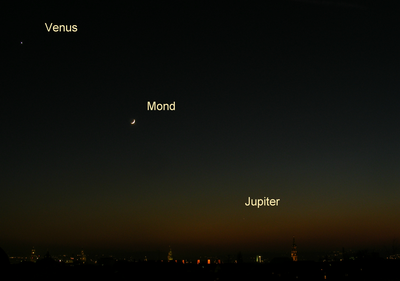 Venus, Mond und Jupiter
Venus, Mond und Jupiter